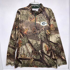 Green Bay Packers LS Pullover NFL Team Apparel TX3Cool Camo Quarter Zip Men's L